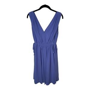HD in Paris Purple Sleeveless V Neck Dress Tie Sides Elastic Waist Size 4